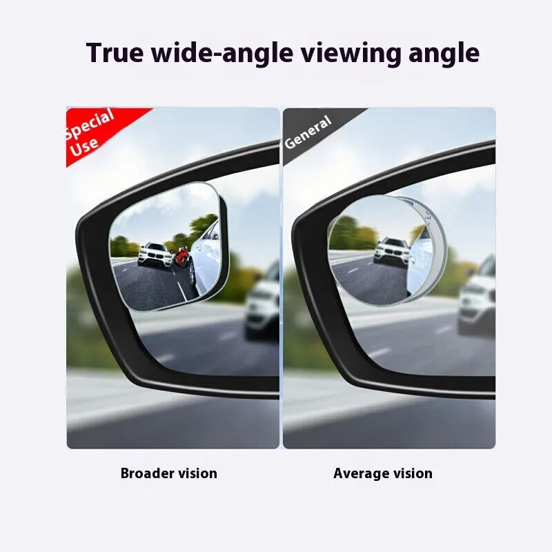 Small round frameless glass rearview mirror for general vehicle fit, one pair pack