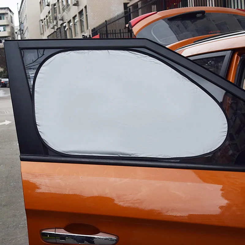 Suction cup car side window sun shade with silver coated reflective fabric for heat insulation