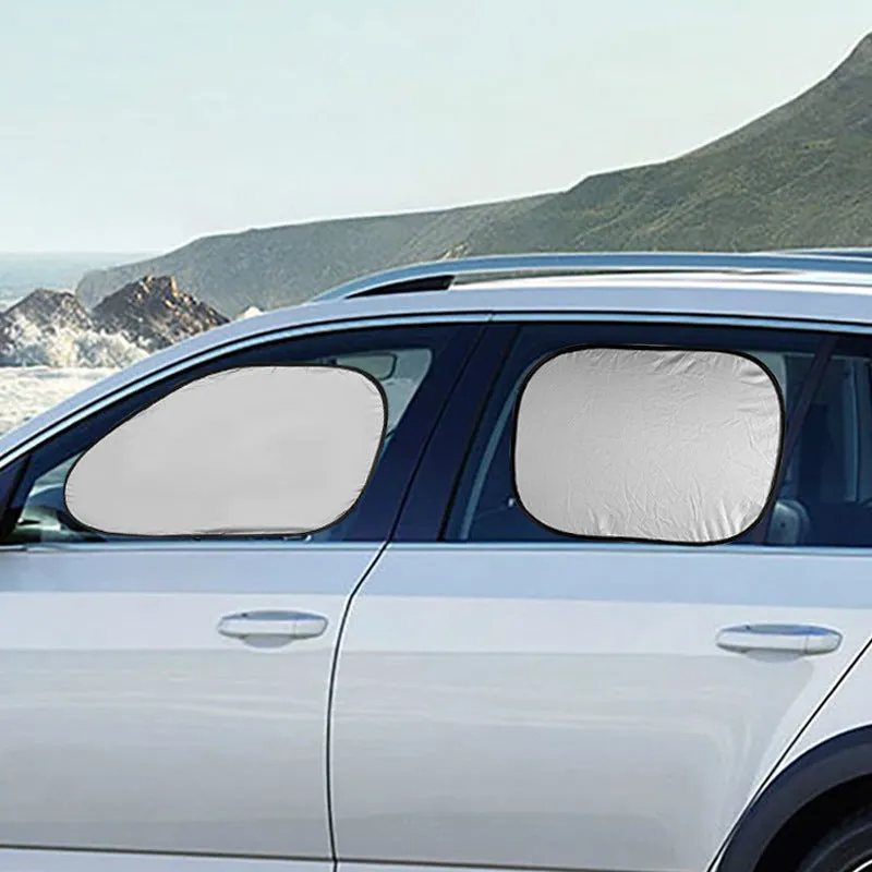 Suction cup car side window sun shade with silver coated reflective fabric for heat insulation