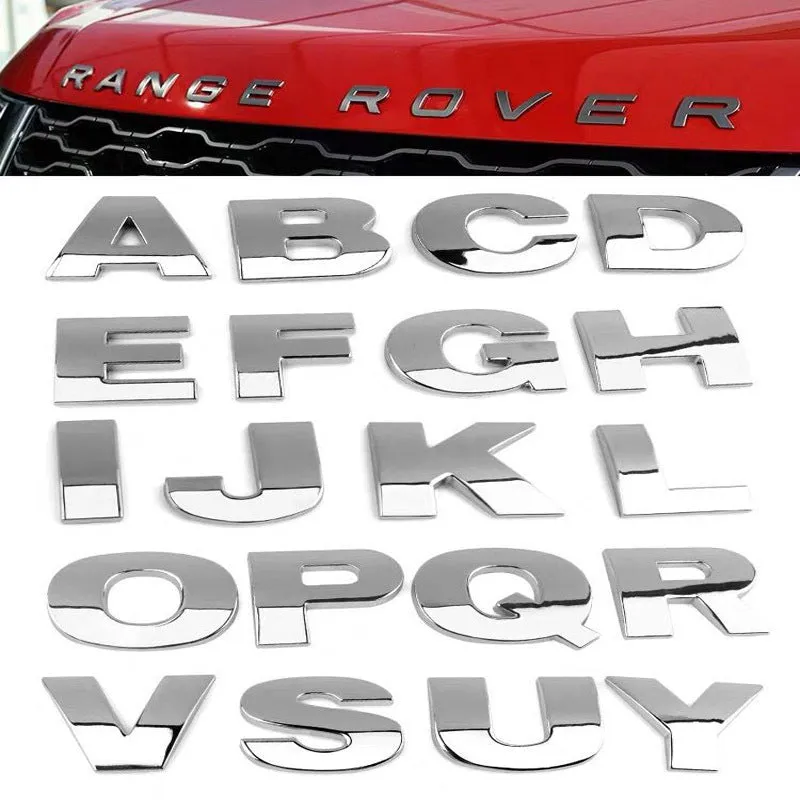 Large personalized English car tail letter mark aluminium alloy displacement sticker 4.5cm size black
