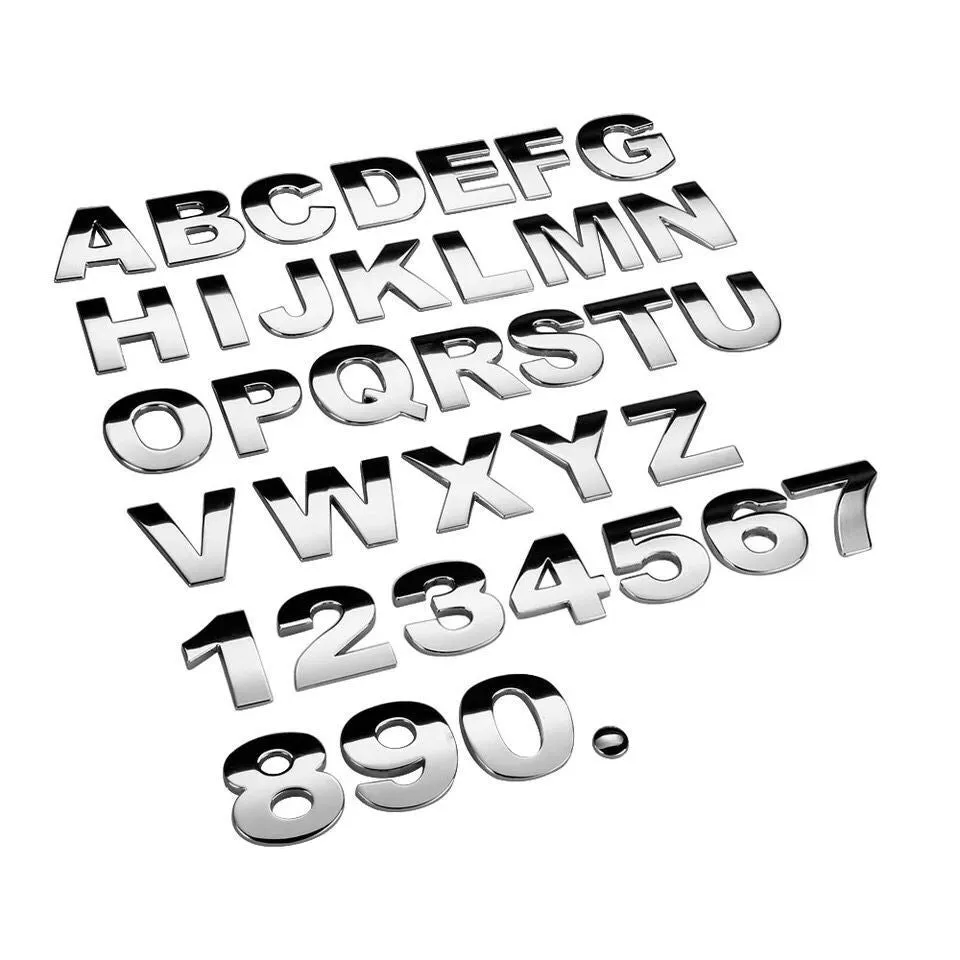 Large personalized English car tail letter mark aluminium alloy displacement sticker 4.5cm size black