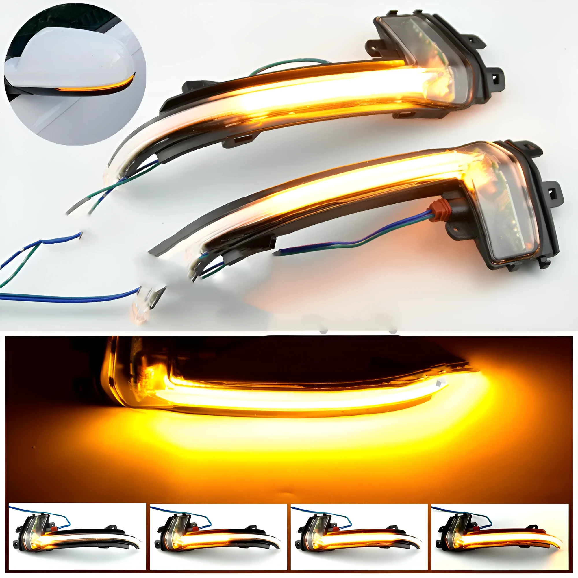 Audi A4 B8.5 rearview mirror running water turn signal in Crystal White ABS plastic