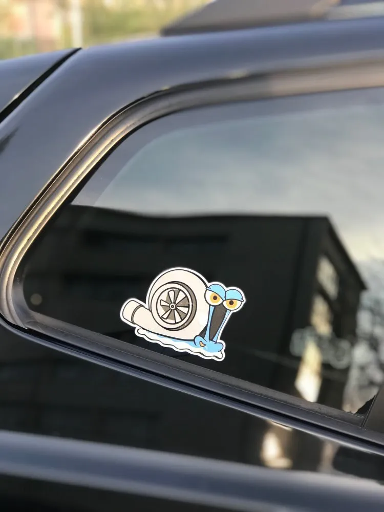 Reflective snail bumper sticker 12cm by 8cm with polyester material and animal pattern in picture colour