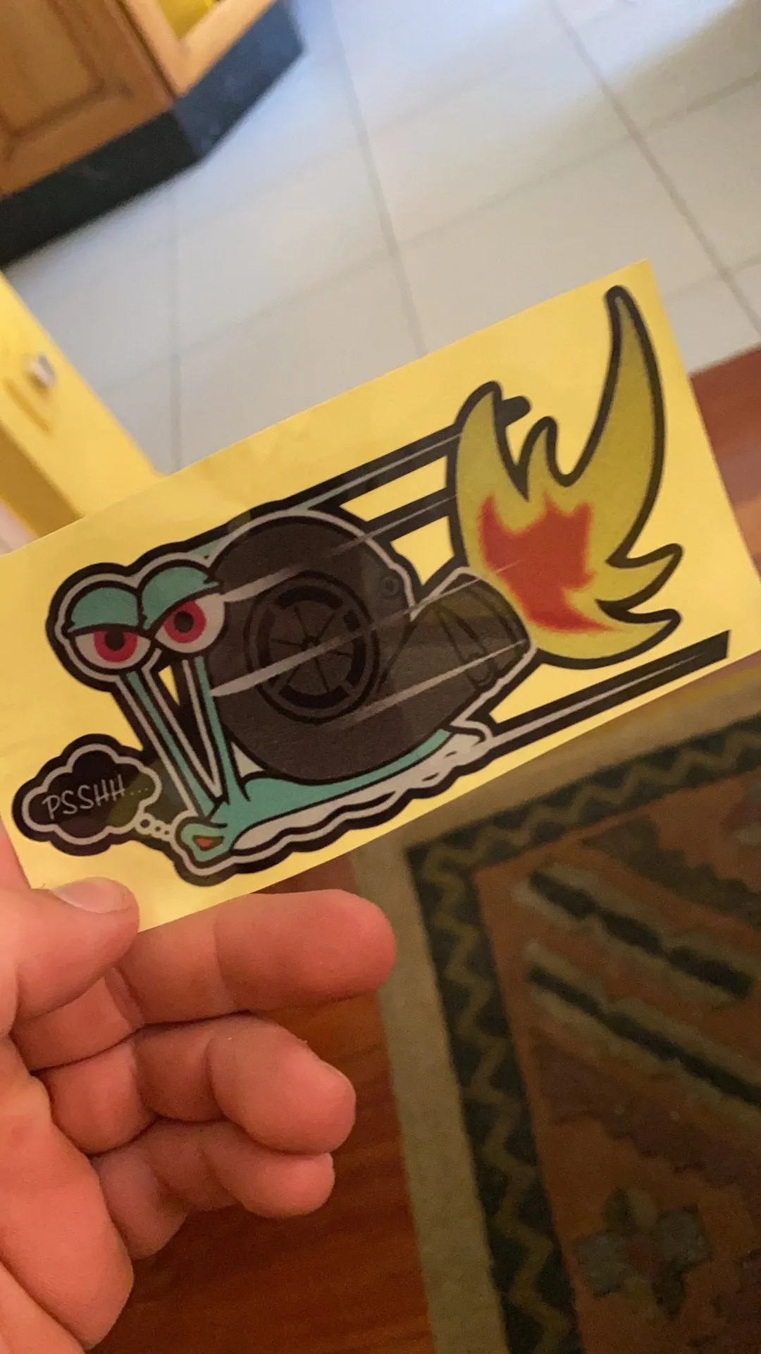 Reflective snail bumper sticker 12cm by 8cm with polyester material and animal pattern in picture colour