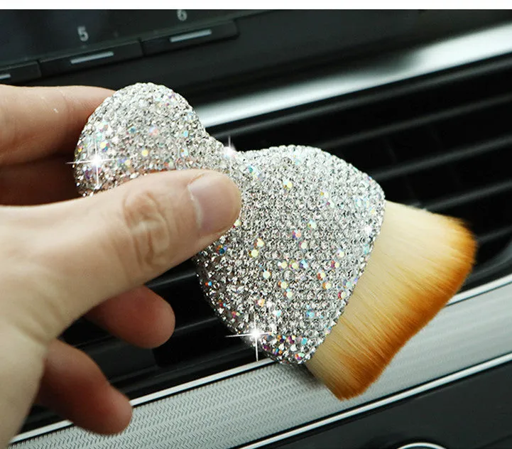 Car interior cleaning brush with soft PVC bristles in three colour options