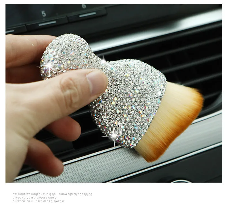 Car interior cleaning brush with soft PVC bristles in three colour options