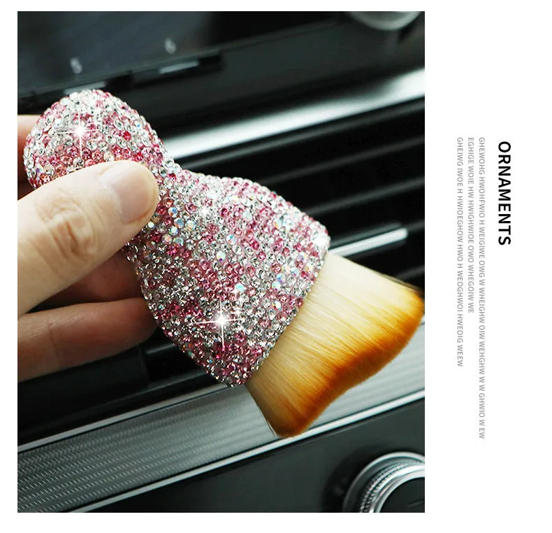 Car interior cleaning brush with soft PVC bristles in three colour options