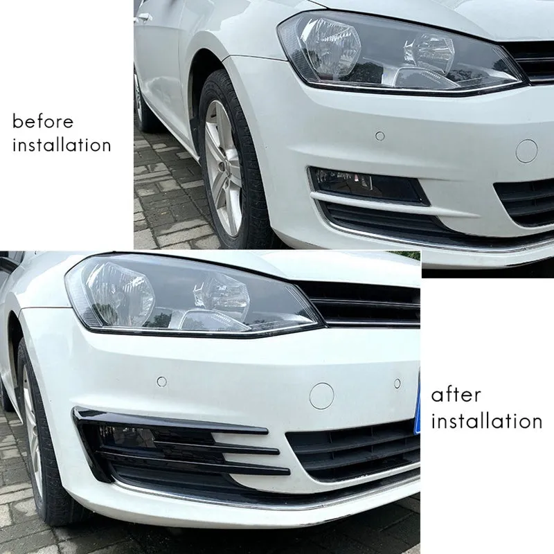 Pair of black and carbon fibre fog lamp grille frames for VW Golf 7 MK7 front bumper