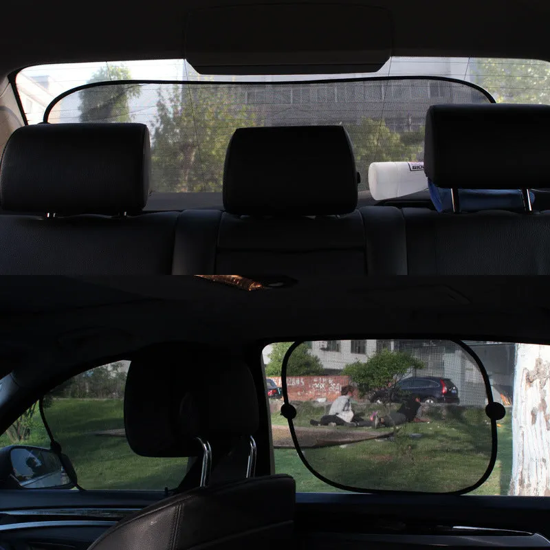 5-piece nylon mesh car sunshade set with suction cups for front and rear windows