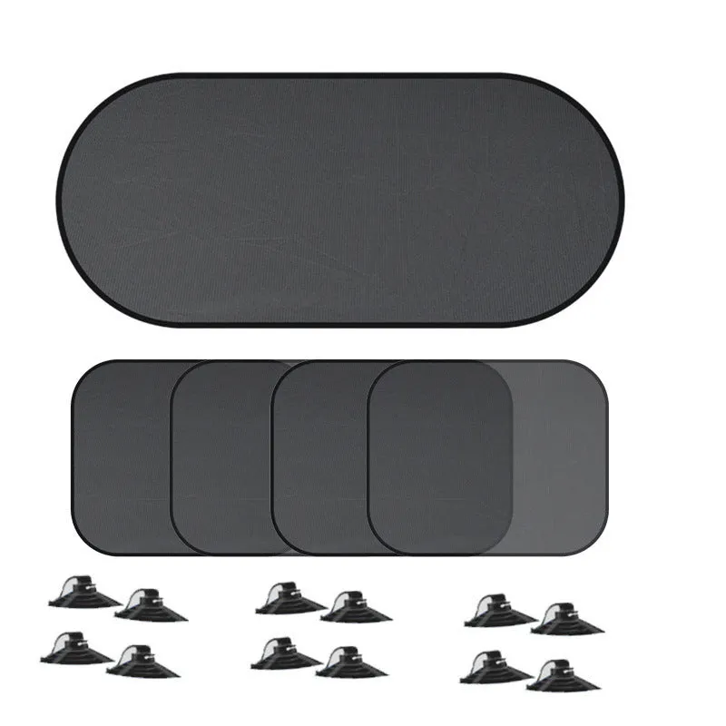 5-piece nylon mesh car sunshade set with suction cups for front and rear windows