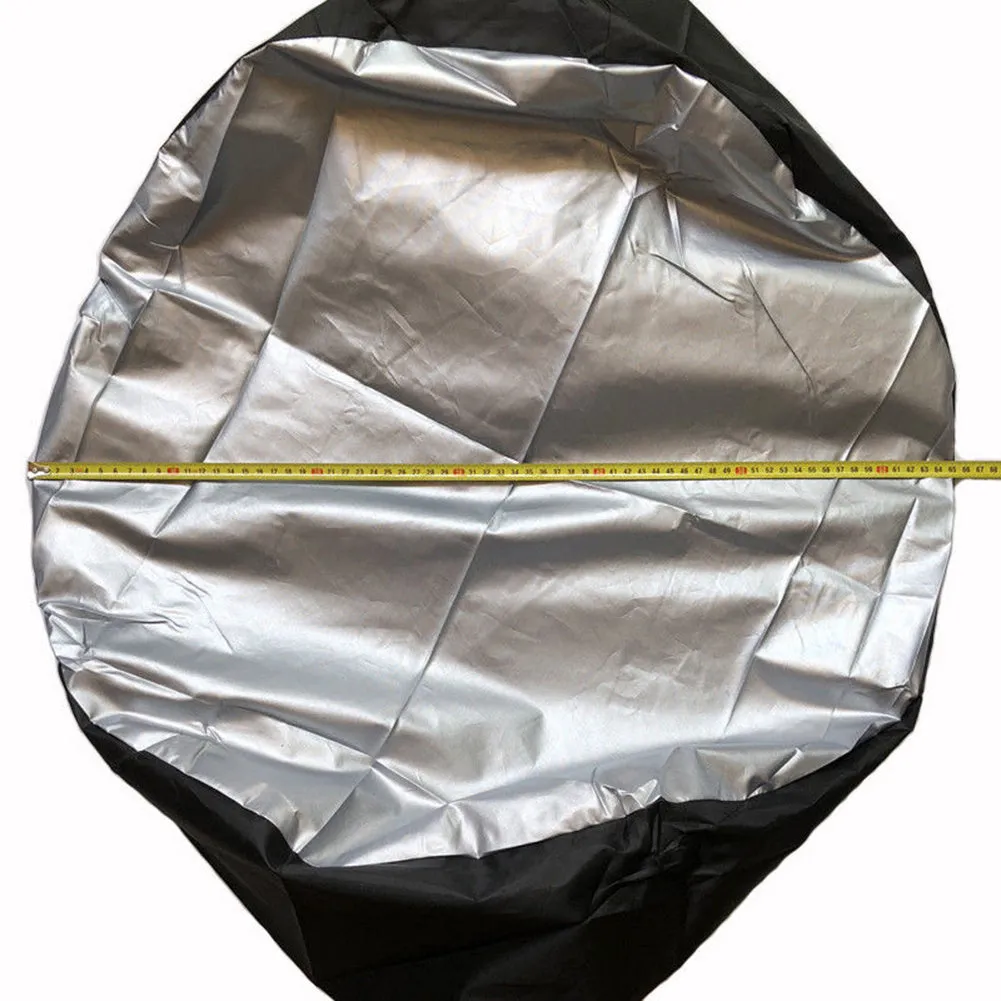 Black Oxford fabric car spare tyre cover 65x37cm Small S with handle for 13-19 inch tyres