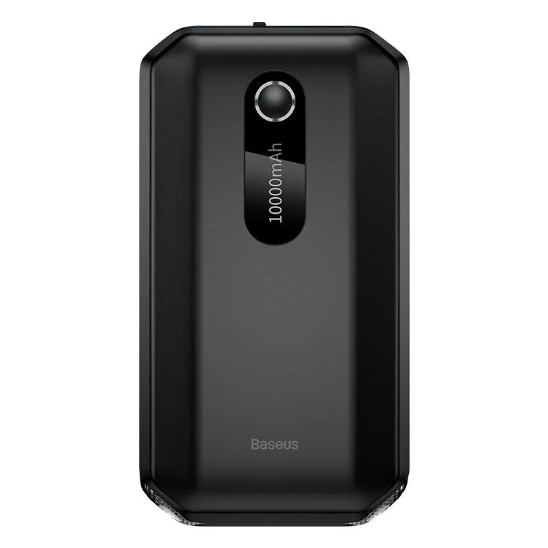 Black vehicle mounted emergency lighter jump starter with 10000mAh capacity and USB output