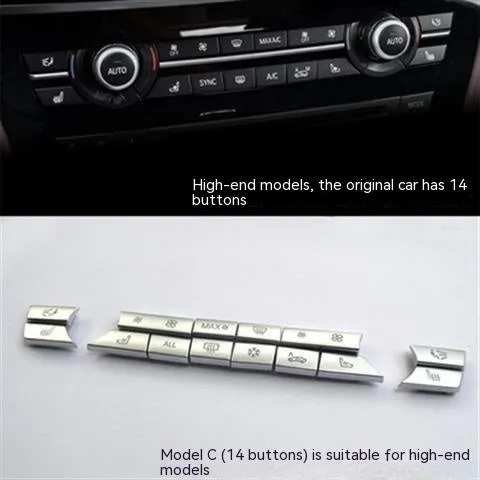 Chrome dashboard air conditioning button panel replacement set for automotive interior ventilation controls