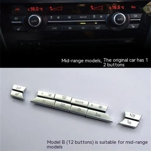 Chrome dashboard air conditioning button panel replacement set for automotive interior ventilation controls