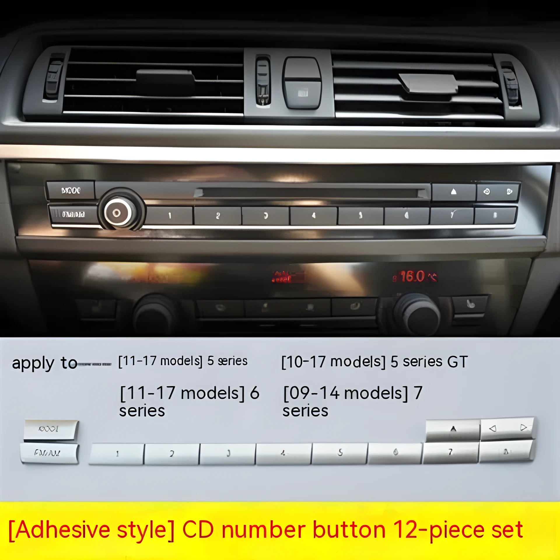 Chrome dashboard air conditioning button panel replacement set for automotive interior ventilation controls