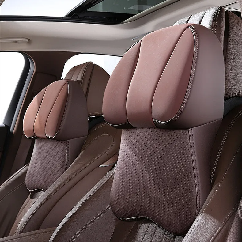 Car memory foam neck pillow with business-style design, Napa perforated cover, in black colour option