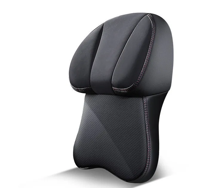 Car memory foam neck pillow with business-style design, Napa perforated cover, in black colour option