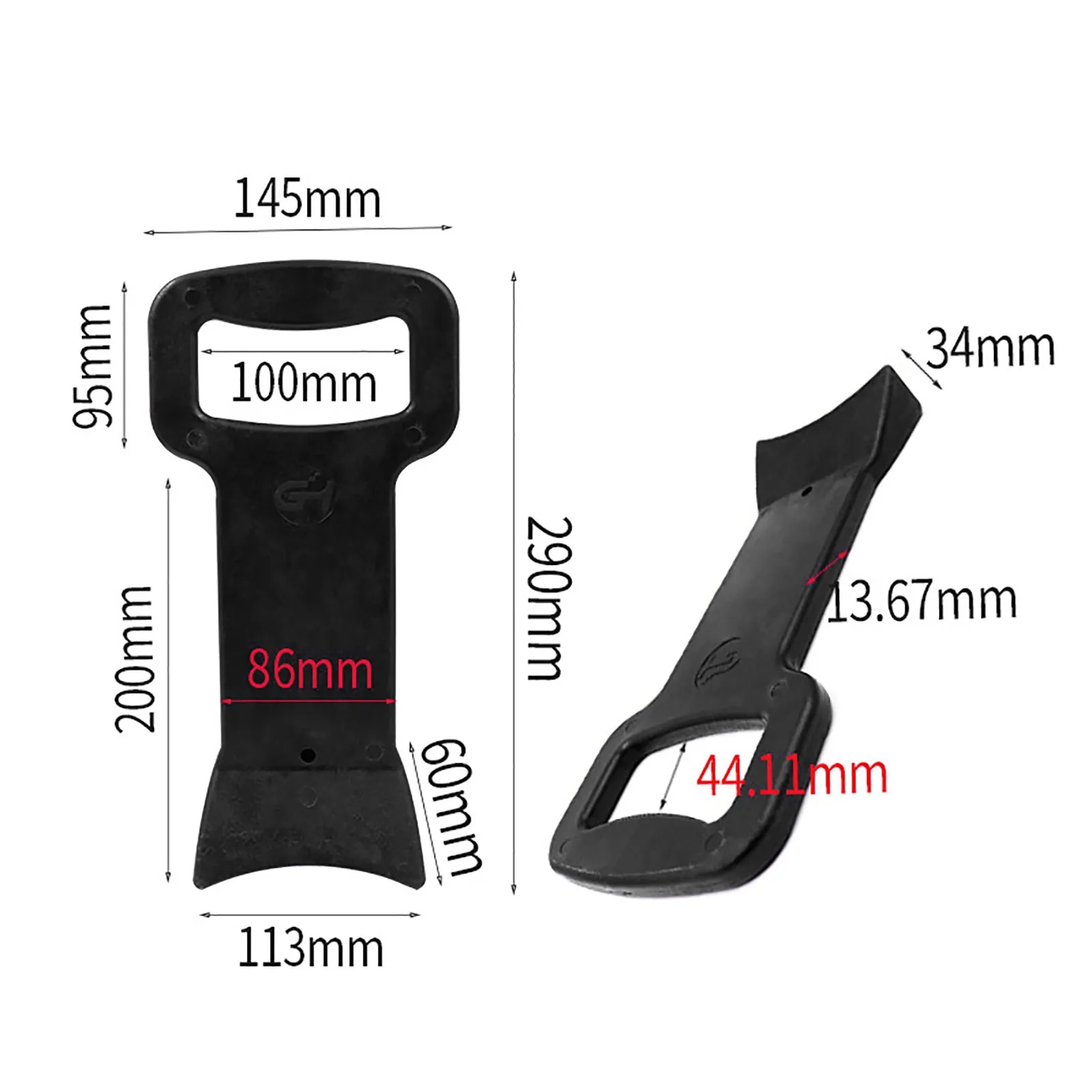 Black composite plastic tyre changer bracket for 17.5 to 24.5 inch car tyres, 30x15cm size