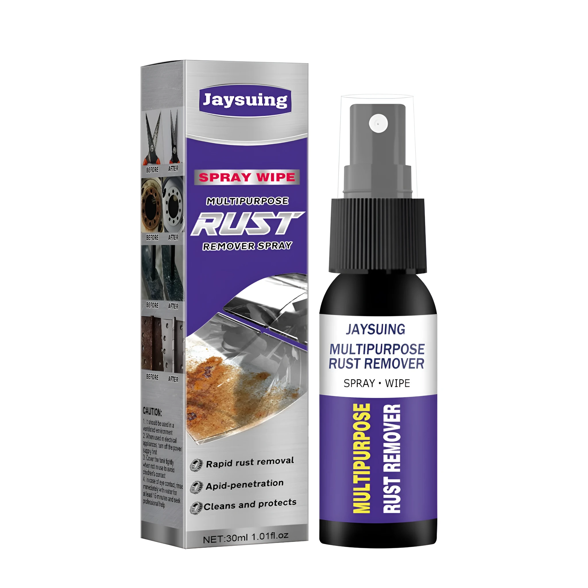 30ml plastic spray bottle of metal rust remover for stainless steel and wheel hub cleaning