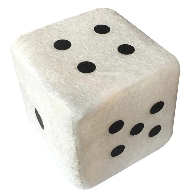 Plush red sponge dice cube 6cm on white background