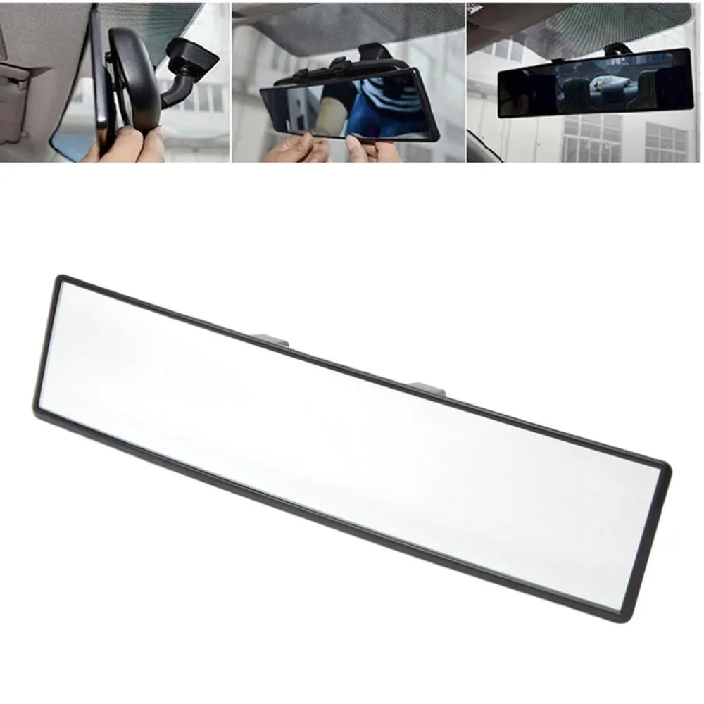 Wide flat car rearview mirror 300x75x5mm ABS universal fit model 2458