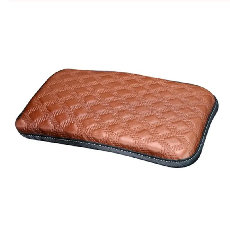 Universal car armrest box cushion in black leather and sponge for interior central armrest