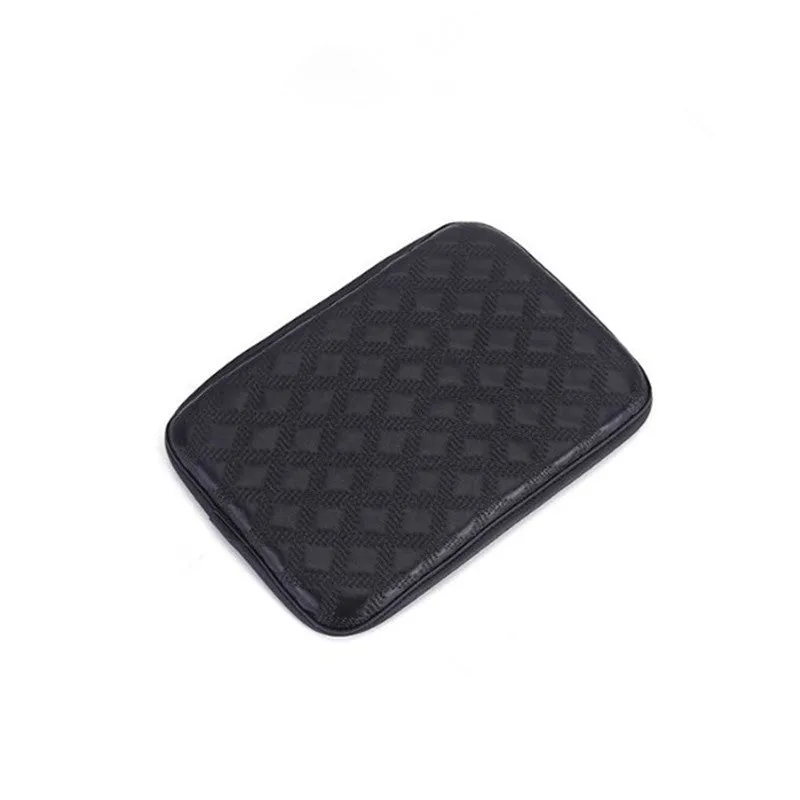 Universal car armrest box cushion in black leather and sponge for interior central armrest
