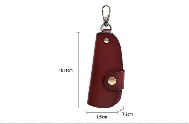 Genuine leather car key case in four colour options showing multifunctional storage design
