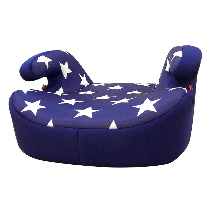 High-back booster baby car seat for 15-36 kg children with three-point seatbelt installation in blue colour