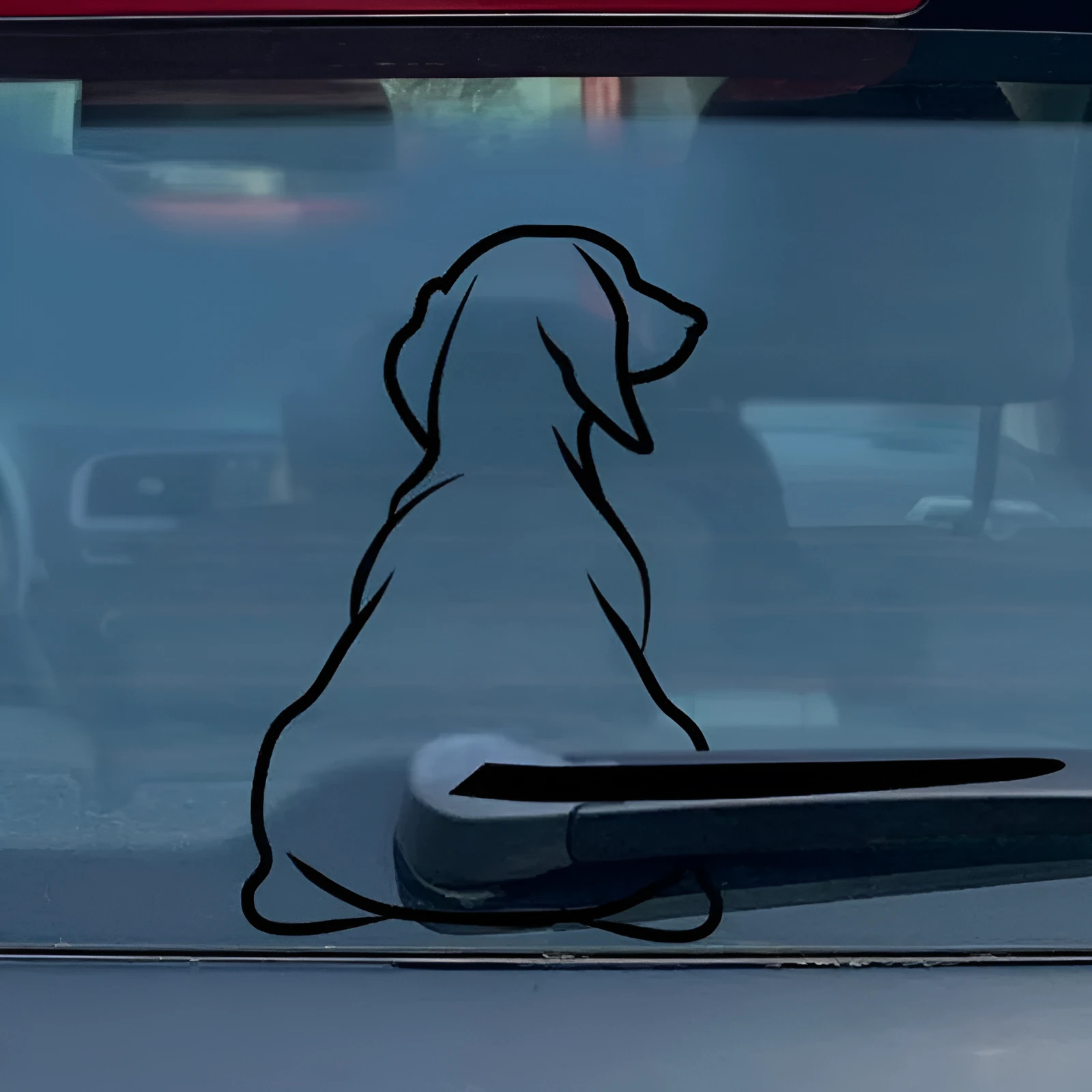 Cartoon dog car window sticker with wiper animation for rear glass