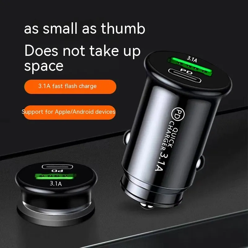 Black and white dual USB port car charger for vehicle 12V sockets