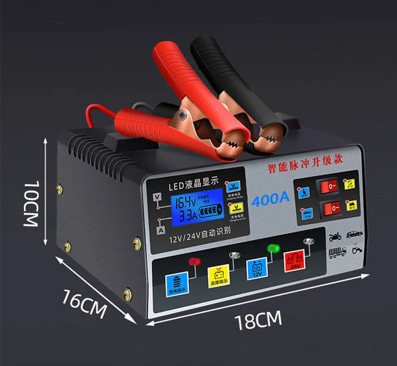 Liuxian 400A fully automatic truck battery fast charger in black casing with EU plug