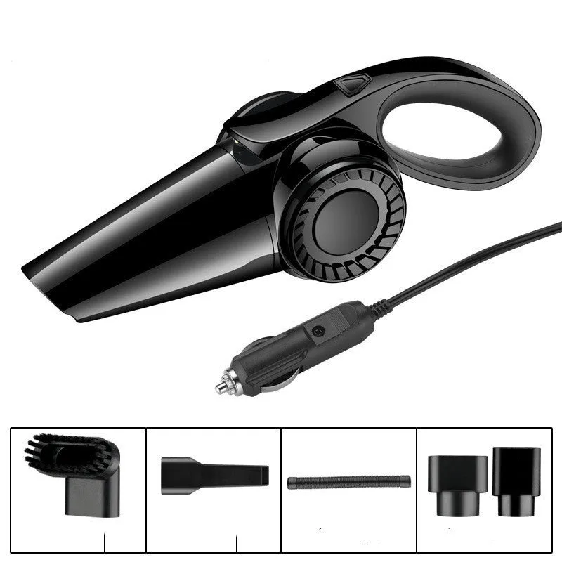 Portable handheld car vacuum cleaner cordless wet dry rechargeable in black with USB charging cable
