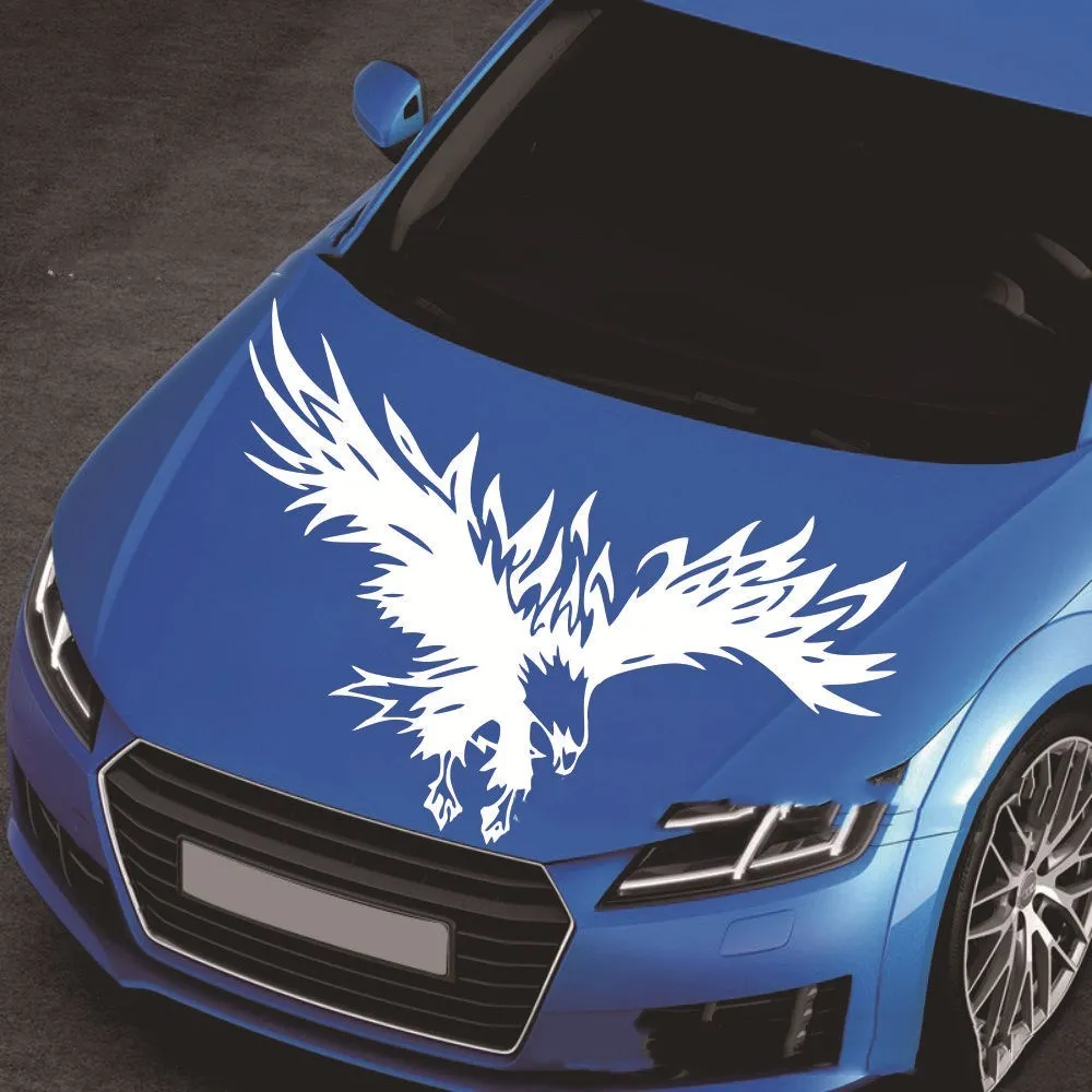 Self-adhesive eagle pattern hood sticker 80x50cm for car machine cover in black