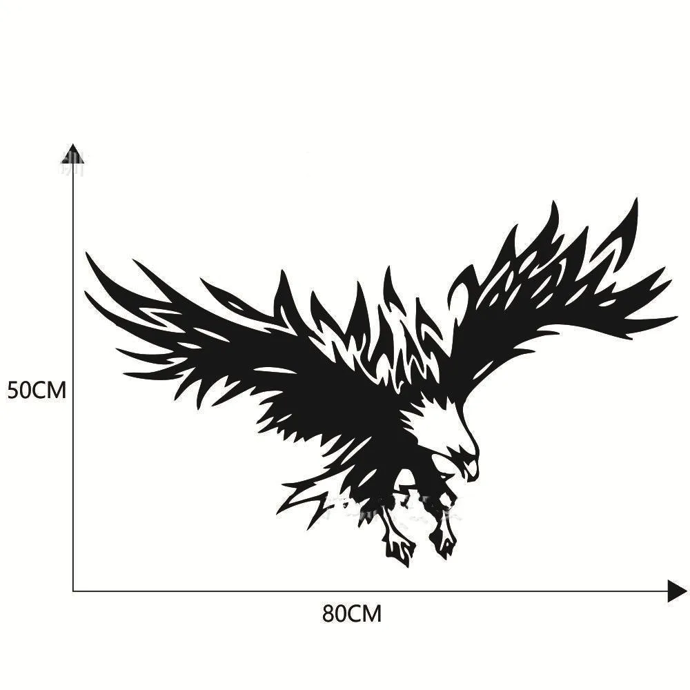 Self-adhesive eagle pattern hood sticker 80x50cm for car machine cover in black