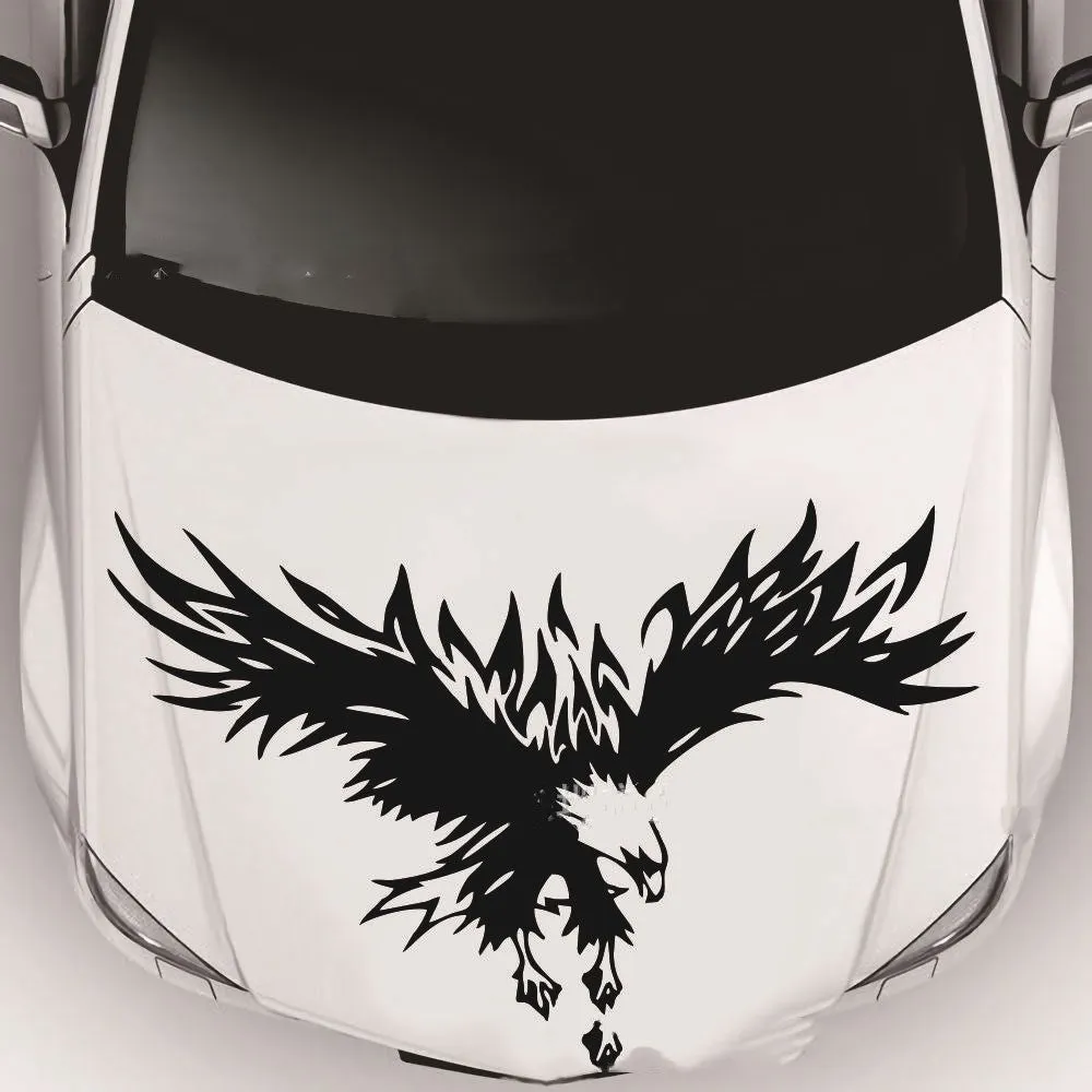 Self-adhesive eagle pattern hood sticker 80x50cm for car machine cover in black