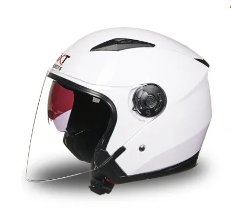 UV-proof ABS half helmet in bright black showing side view with size L and XL options
