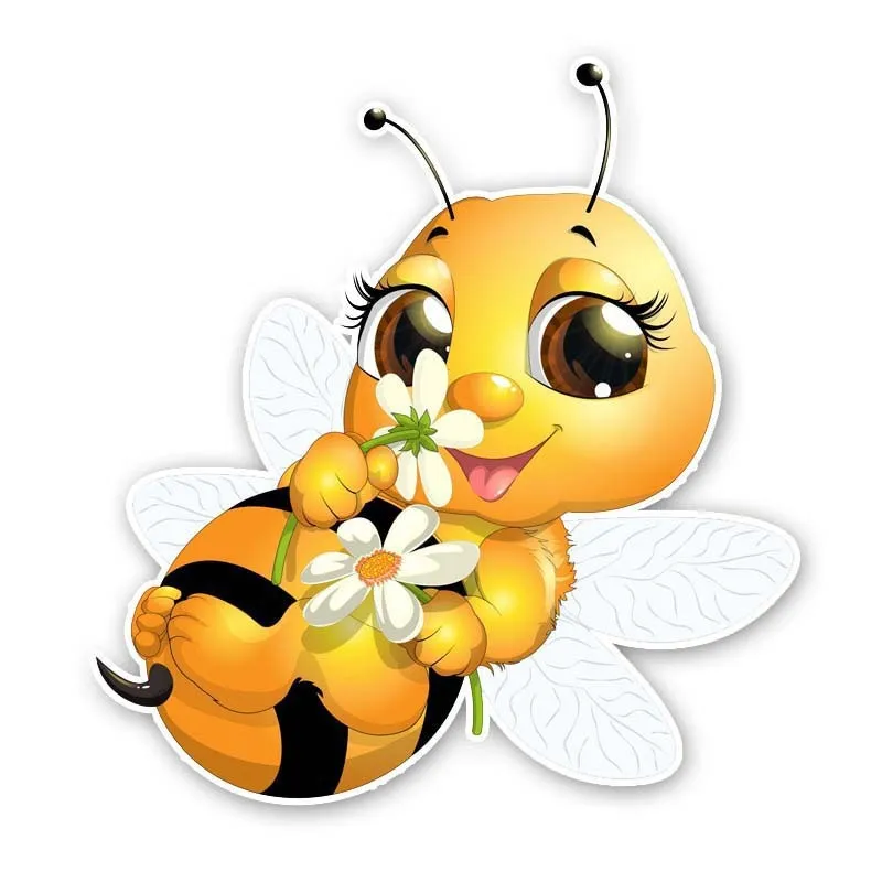 Cartoon little bee car body sticker 15x14cm PVC waterproof decal on vehicle bumper