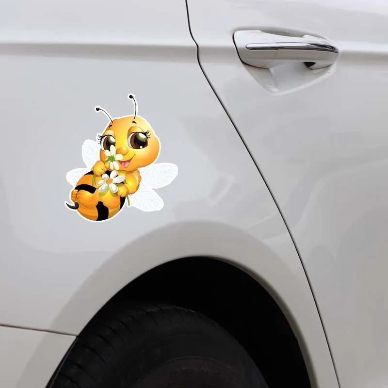 Cartoon little bee car body sticker 15x14cm PVC waterproof decal on vehicle bumper