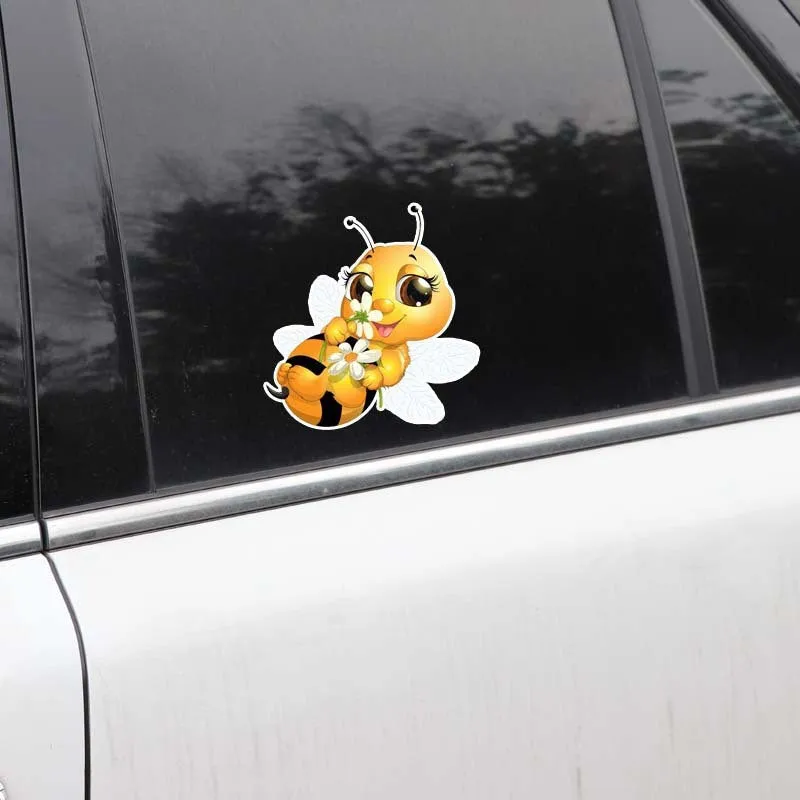 Cartoon little bee car body sticker 15x14cm PVC waterproof decal on vehicle bumper