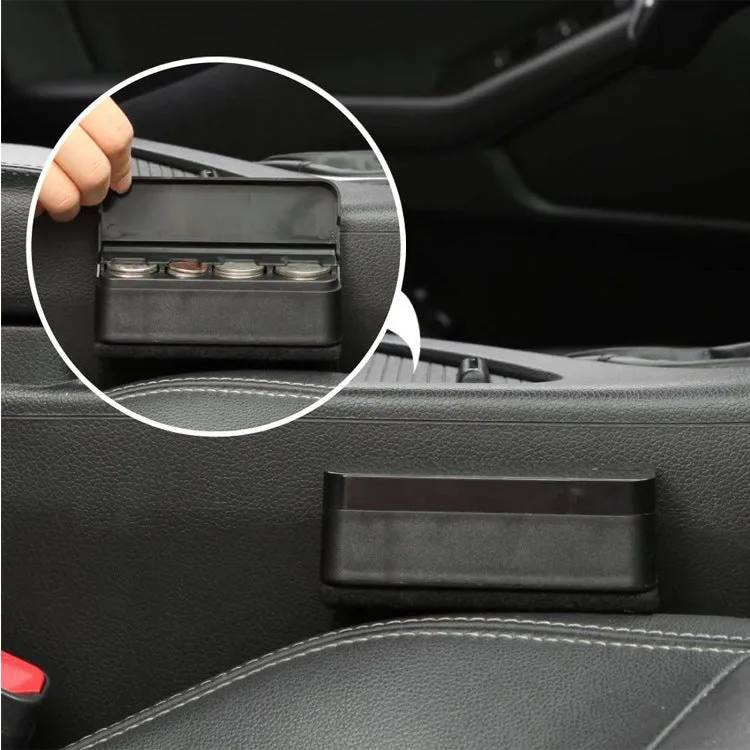 Black plastic car coin box 4.2x3.6x11.5cm with solid colour finish