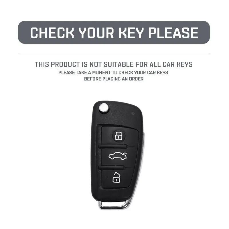 Carbon fibre style car key cover in carbon and white colours with mirror accessory