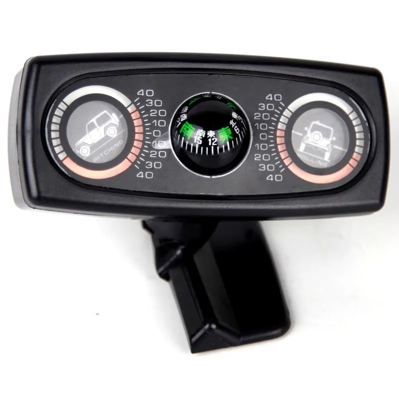 Black car guide ball balancer level meter with self-adhesive base showing slope measurement