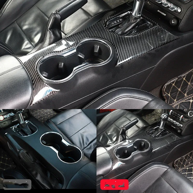 Carbon fibre texture black car cup holder panel decoration sticker with gloss finish