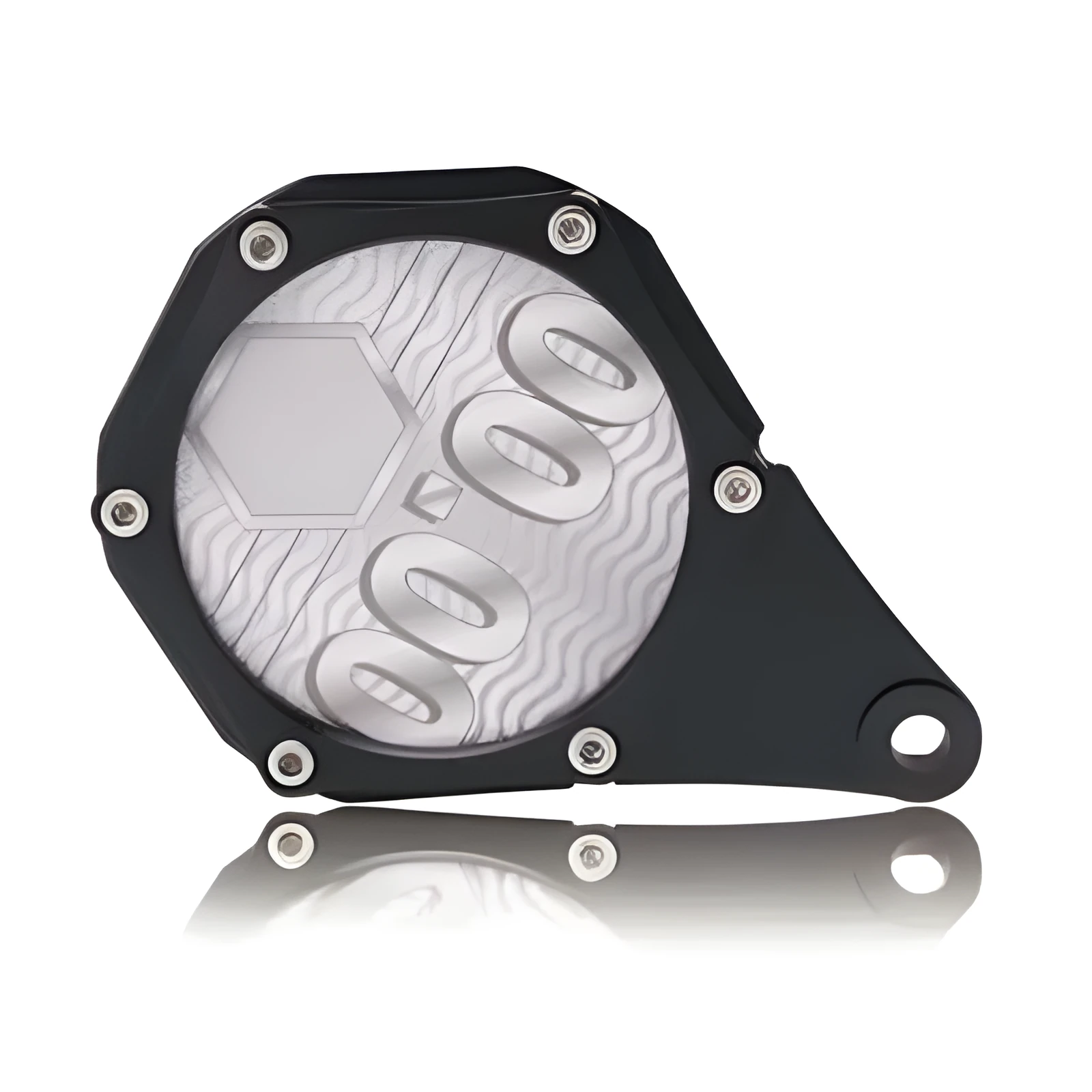 Black carbon fibre pattern motorcycle tax disc holder with metal aluminium alloy construction