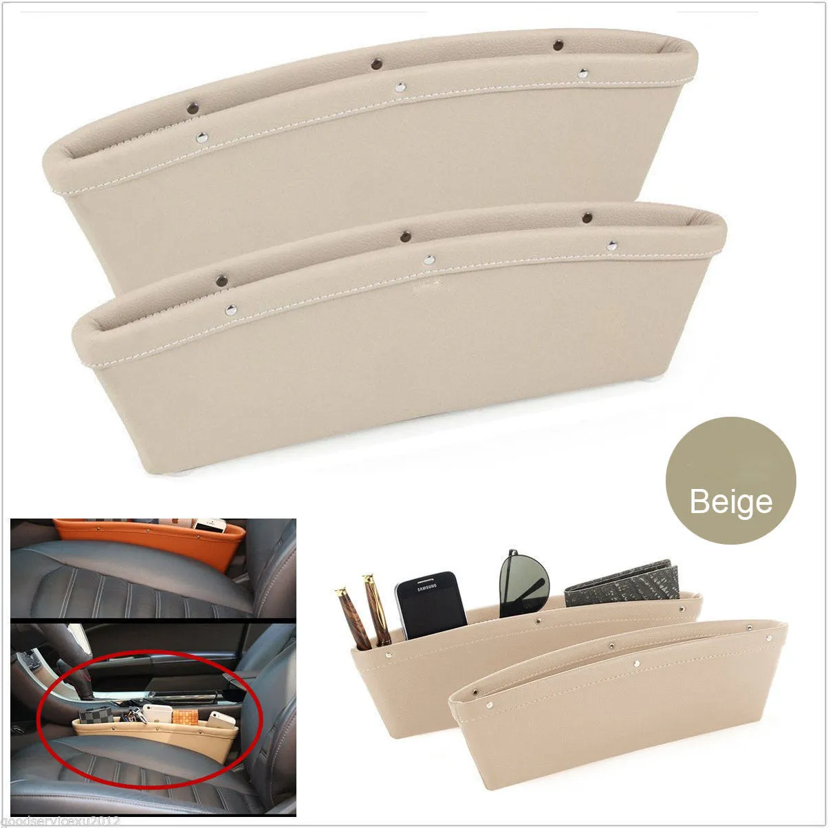 Car storage box in one of 5 colour options placed in a vehicle console for organising small items