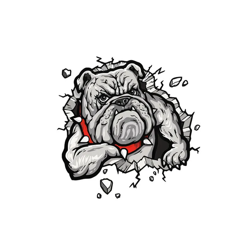 Grey dog pattern motorcycle bumper sticker on a 17cm by 17cm paper decal.