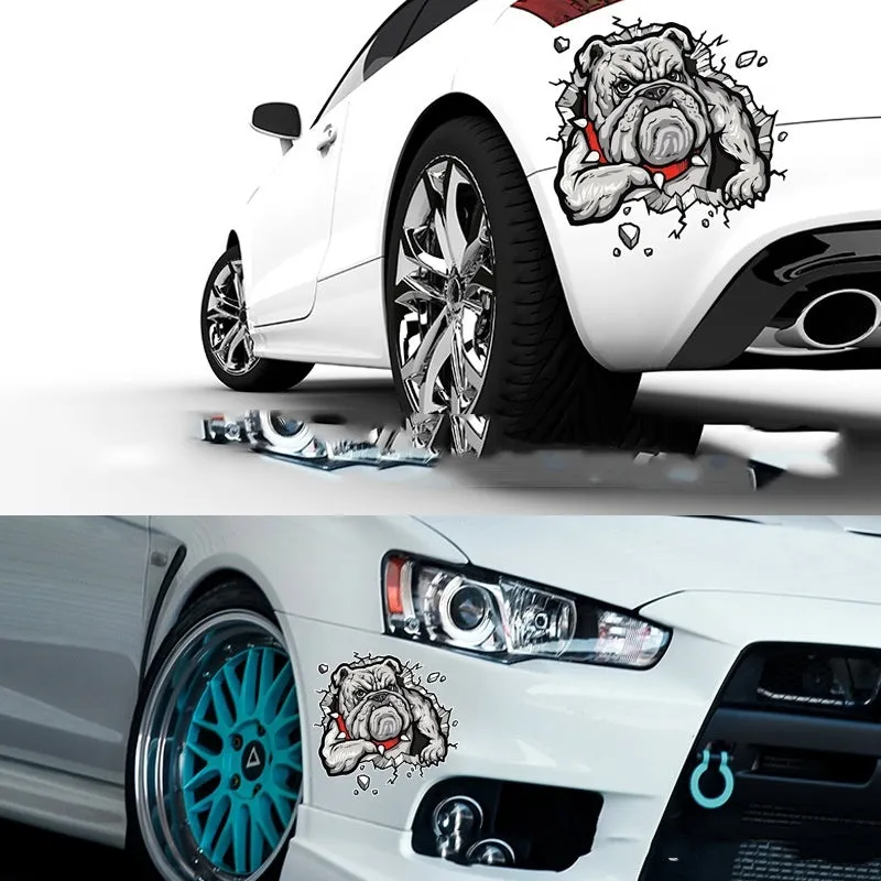 Grey dog pattern motorcycle bumper sticker on a 17cm by 17cm paper decal.