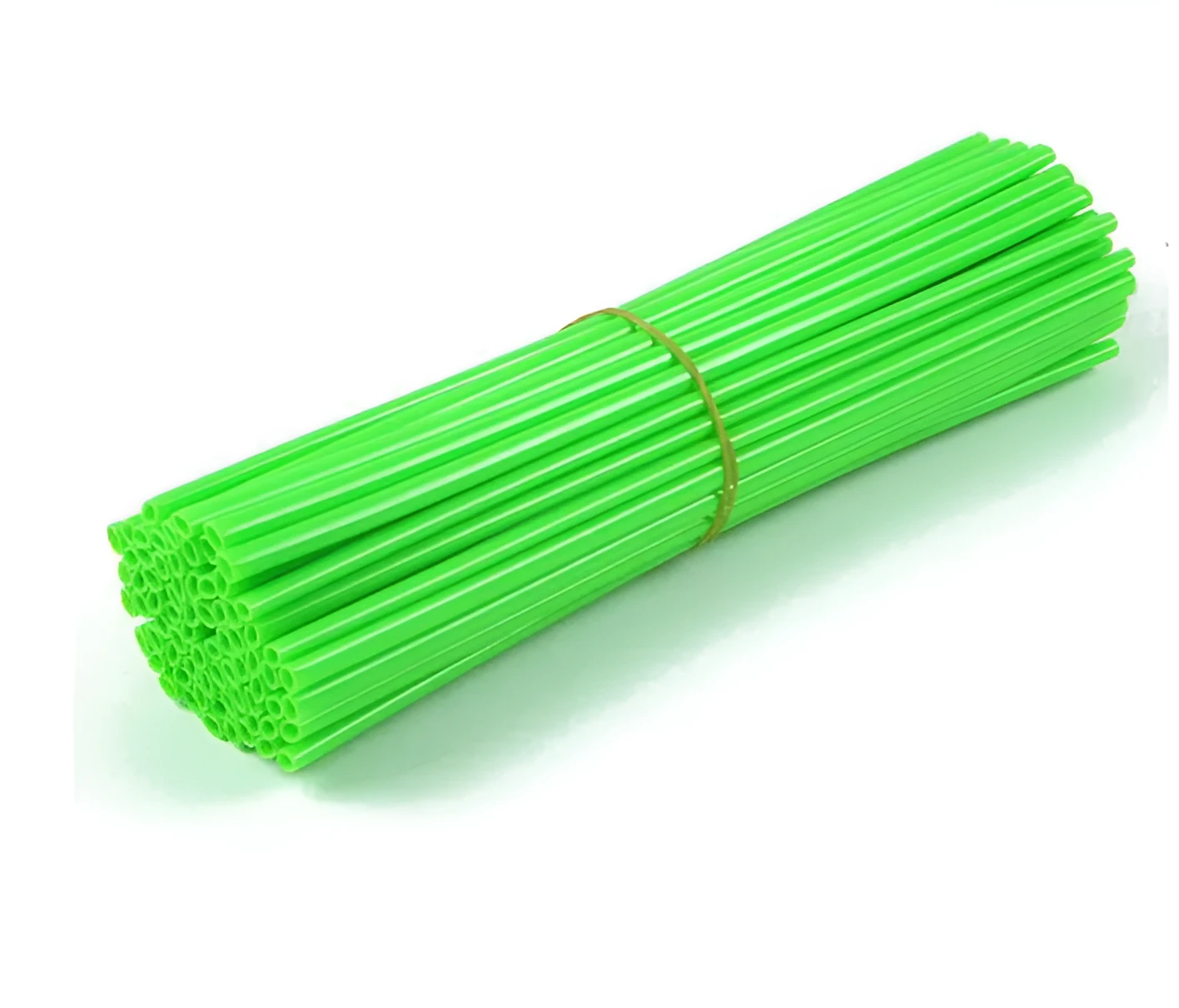 72 plastic motorcycle spoke wraps in assorted colours, 24cm length, on a wheel