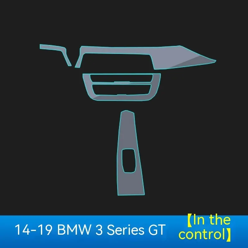 Transparent TPU interior protection film kit for BMW 3 Series dashboard and centre console.